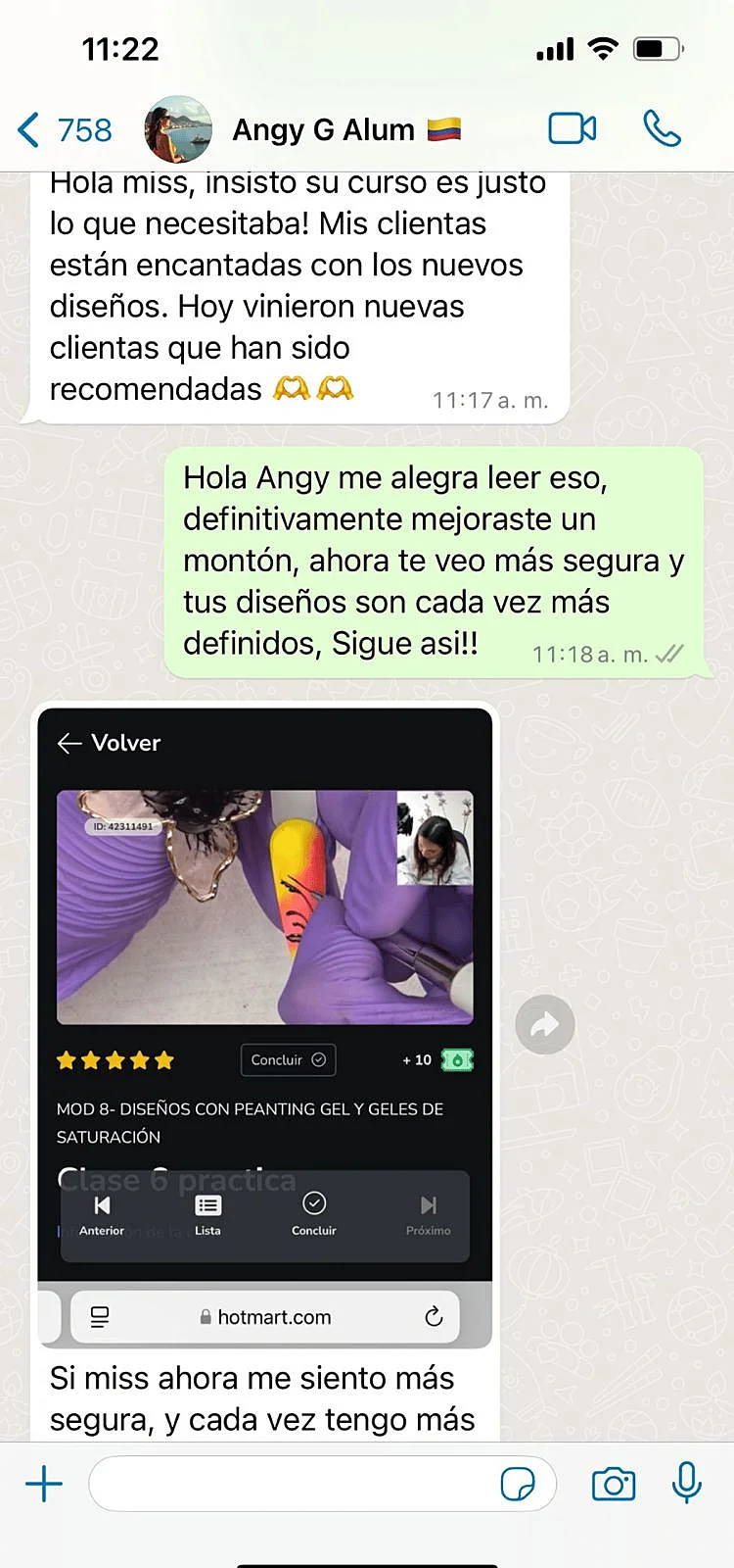 Captura conversación alumna 2